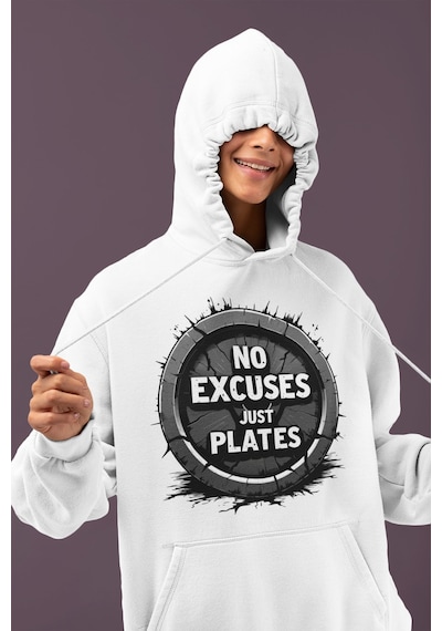 Sevbano No Excuses Just Pilates Baskılı Unisex Oversize Sporcu Hoodie beyaz