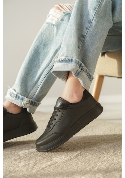 Daxtors D0158 Günlük Ortopedik Kadın Sneaker Spor Ayakkabı Siyah