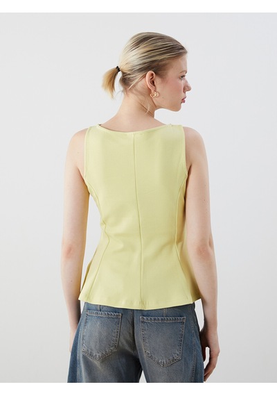 Lcw Vision Yeşil Kayık Yaka Peplum Bluz