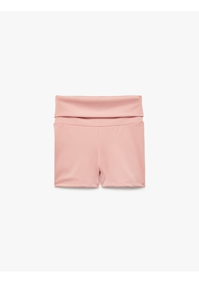 Koton Yüksek Bel Beli Lastikli Basic Kısa Tayt Pembe 6skg40172ak Gül