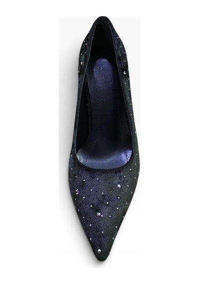 By Doğanrenas Kadın İnce Topuklu Süet Taşlı Stiletto Siyah - 942598030 Siyah