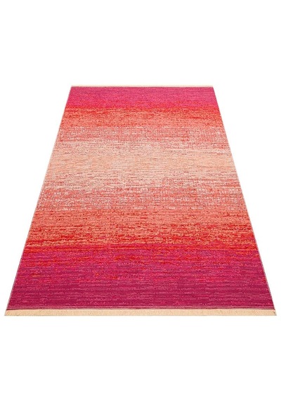 Kutnu Kılım Modern Ombre Renk Geçişli Yıkanabilir Çift Taraflı Kilim Pembe - Turuncu