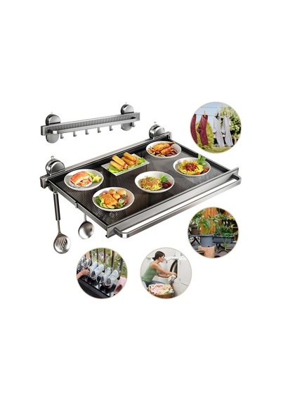 Sunup Sn-26732 Duvara Monte Vantuzlu Katlanır Masa Çamaşır Rafı
