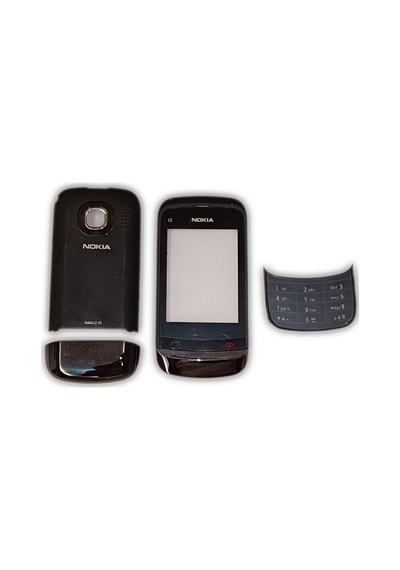 Nokia C2-02 Kapak Nokia C2-02 Uyumlu Siyah Ön Kapak Arka Kapak Tu