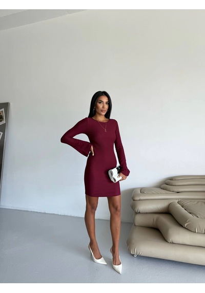 Kazax Prenses Kol Esnek Kumaş Elbise Bordo F2334 Bordo