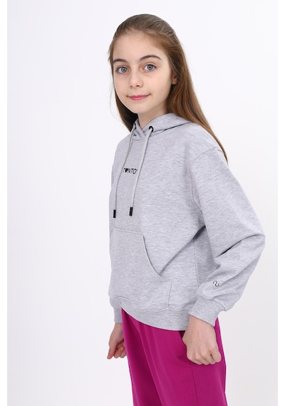 Toontoy Kız Çocuk Oversize Kapüşonlu Cepli Düşük Omuz Baskılı Sweatshirt - 2 İplik Gri Melanj Toontoy Kız Çocuk Oversize Kapüşonlu Cepli Düşük Omuz Baskılı Sweatshirt - 2 İplik Gri Melanj
