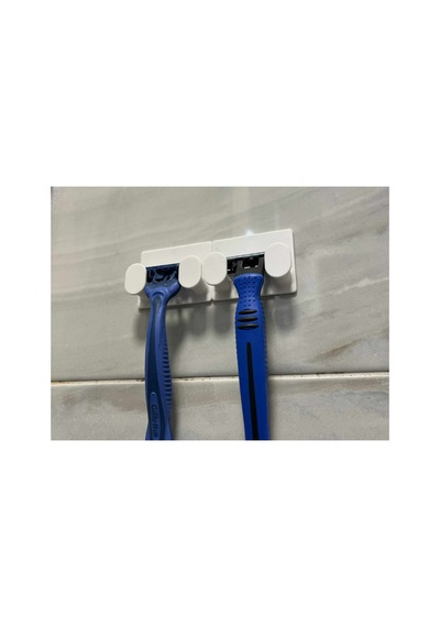 Tıraş Bıçağı Düzenleyici Yapışkanlı Banyo Jilet Organizeri 2 Adet Beyaz