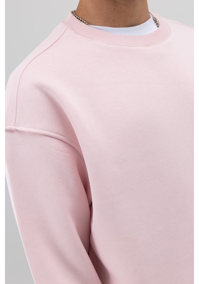 Vamos Basic Bisiklet Yaka Oversize Sweatshirt Pembe