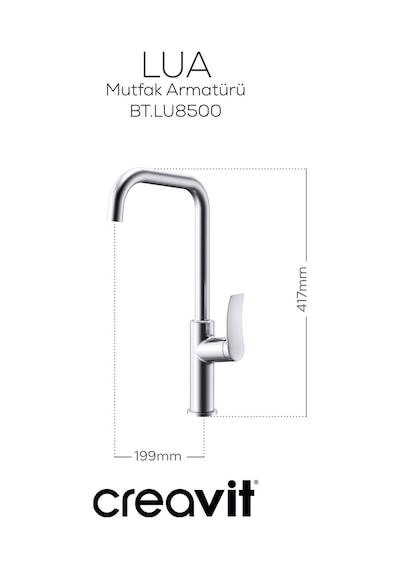 Creavit Lua Şelale Mutfak Armatürü Krom Bt.lu8500