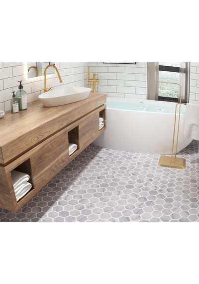 Tuqco Doğaltaş Carrara 2" Altıgen(Hexagon) Eskitme Mermer Mozaik