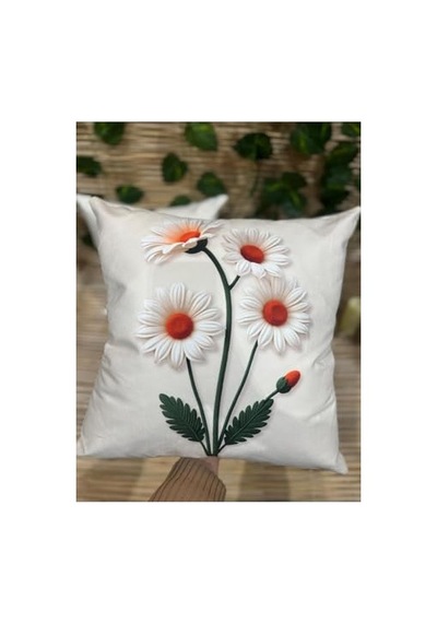Ve Kelebek Desenli Dekoratif Kırlent Kılıfı 43x43 Cm 2 Li Set Fermuarlı Diğer