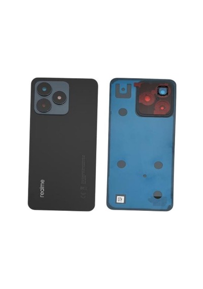 Oppo Realme C53 Siyah Kamera Camlı Arka Cam Batarya Pil Kapağı Telefon Arka Kapak 64357899