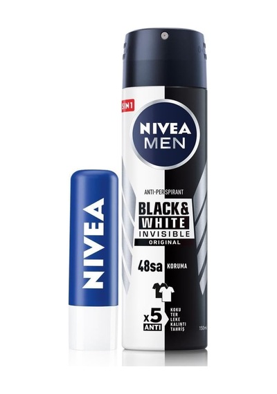 Men Erkek Sprey Deodorant Black&white Invisible Original 150ml Ve Original Care Renksiz Dudak Kremi