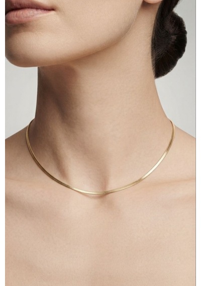 Balenbi Jewelry 14k Gold Renk 45 Cm Yılan Zincir Kararmaz Çelik Kadın Kolye 1173 Altın
