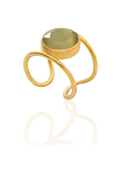 Kadir Jewellery 22 Ayar Altın Kaplama Kadın Zirkon Taşlı Yüzük Yeşil 16954855