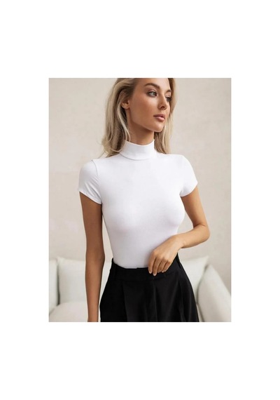 Lirona Fit Kalıp Dik Yaka Body, Terletmez Tesettür Body, İçlik, Zıbın, Ç Beyaz