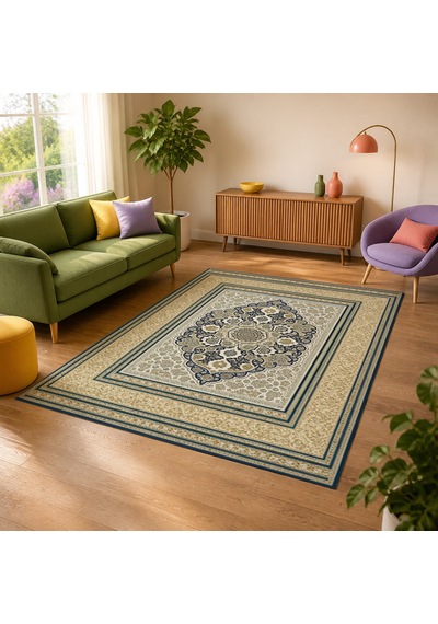 Kartela Halı Vina Halı Jüt Taban Dokuma Halı Lacivert - 60 X 90 Cm