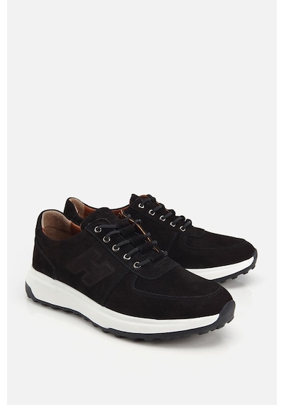 Yaya Erkek Siyah Nubuk Deri Bağcık Detaylı Sneaker