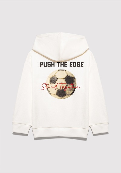Mavi - Stand Together Baskılı Kapüşonlu Ekru Sweatshirt 6s10181-70057 Ekru