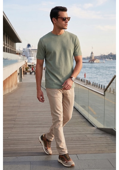 Buratti Streç Pamuklu Slim Fit Sıfır Yaka Erkek T Shirt 5902639 Elma