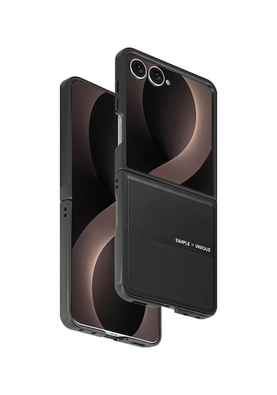 Samsung Galaxy Uyumlu Z Flip 8 Kılıf High Pu Deri Hdd Hbc-482 Siachen Case Siyah