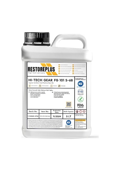 Restoreplus Hi-Tech Gear Fg 101 S-68 Gıda Tesisleri Için Esnek Ve Dayanıklı Yağlama Çözümü 5 L