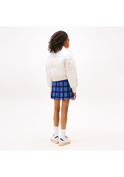 Tommy Hilfiger Crop Ribbed Detail Puffer Kadın Beyaz Mont Dw0dw21659 Beyaz