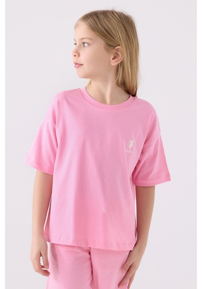 U.S. Polo Assn. U.s. Polo Assn Kız Çocuk Pembe Bermuda Takım Us1848-c-v21 Pembe