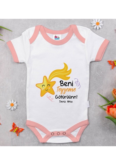 Bitmeyenkartus Bk Kids Kişiye Özel Beni Teyzeme Götürün Tasarımlı Pembe Bebek Bo Çok Renkli