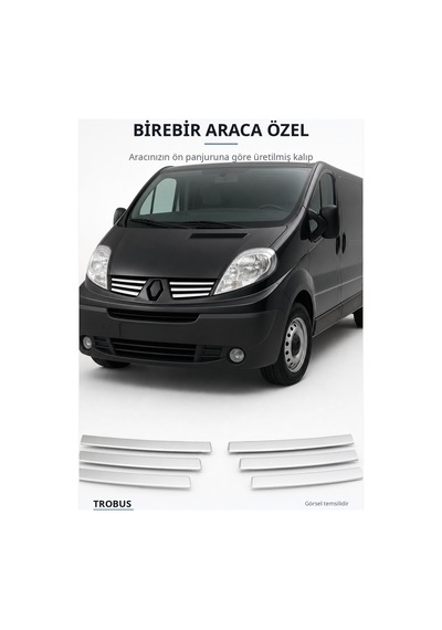 Renault Trafic 2 2010-2014 Uyumlu Krom Ön Panjur Çıtası 6 Parça Paslanmaz Çelik