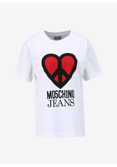 Moschino Jeans Beyaz Kadın Baskılı T-shirt 241k1j0710