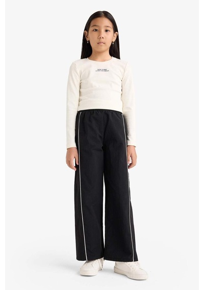 Defacto Kız Çocuk Wide Leg Esnek Bantlı Paça Paraşüt Pantolon E6186a825aubk27 Siyah