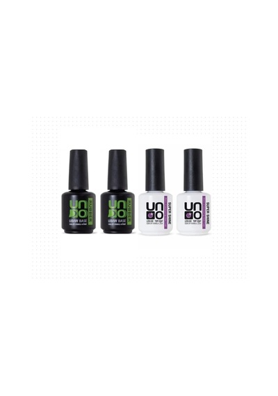 Fontenay Uno Top Coat Super Shine 15ml X2 - Uno Rubber Base Coat 15m X2 4'lü Set Şeffaf