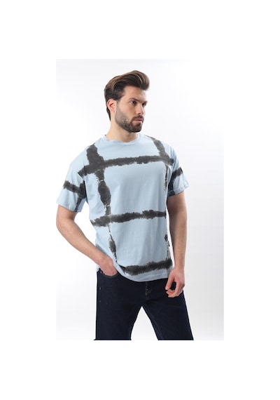 Madmext Bebe Mavisi Bisiklet Yaka Baskılı Basic Erkek T-shirt E7109 Bebe Mavisi Mavi