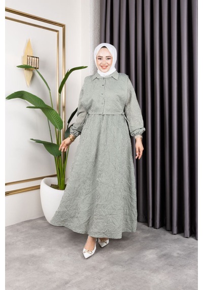 Hira Life Fashion Kadın Mint Tesettür Giyim Gömlek Detaylı Çizgili Viskon Kıraş Elbise Ikili Takım Mint Mint Hira Life Fashion Kadın Mint Tesettür Giyim Gömlek Detaylı Çizgili Viskon Kıraş Elbise Ikili Takım Mint Mint
