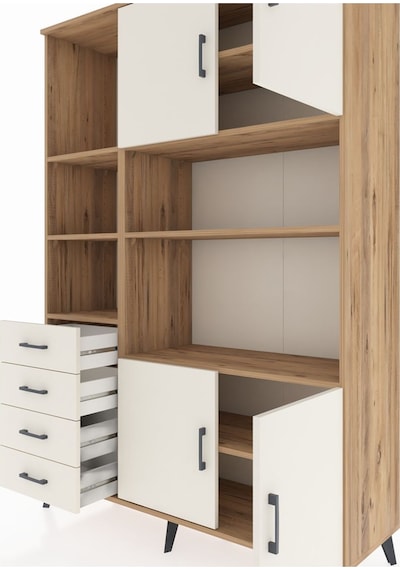 Hyperion Dolap 8 Raflı 4 Çekmeceli 4 Kapaklı 132x44x195 Çam-a... Çam Hyperion Dolap 8 Raflı 4 Çekmeceli 4 Kapaklı 132x44x195 Çam-a... Çam