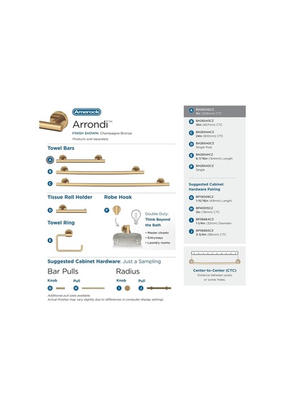 Arrondi Şampanya Bronz Çağdaş 9 İnç 229 Mm -havlu Askısı