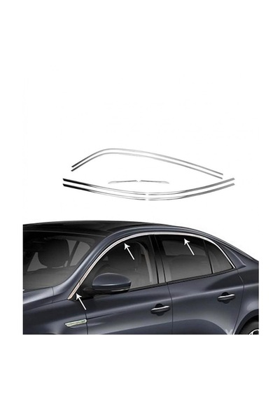 Renault Megane 4 Uyumlu Sedan Paslanmaz Çelik Krom Cam Üst Çıtası 2016-2025 6 Parça