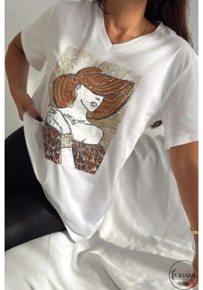 Cassime Kadın Beyaz Büyük Beden Şapkalı Kadın Pul Payet İşlemeli %100 Pamuk Tişört Xl-2xl-3xl Cassime Kadın Beyaz Büyük Beden Şapkalı Kadın Pul Payet İşlemeli %100 Pamuk Tişört Xl-2xl-3xl