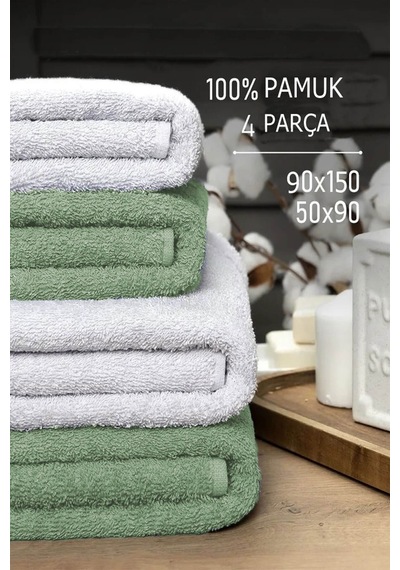 4 Lü Banyo Havlusu Takımı Soft Büyük Havlulu Pamuklu Havlu Seti 90x150 Cm Beyaz 001
