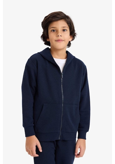 Defacto Erkek Çocuk Kapüşonlu Pike Fermuarlı Sweatshirt B6503a826spnv135 Lacivert-nv135