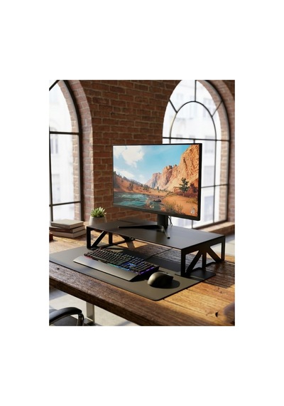 Premium Lazer Kesim Metal Monitör Standı Ve Masaüstü Organizer - Bilgisayar Ekran Yükseltici