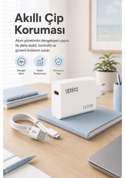 Güvenli Şarj Özellikli 120w Adaptör Ve Kablo Seti Akıllı Koruma Destekli Diğer