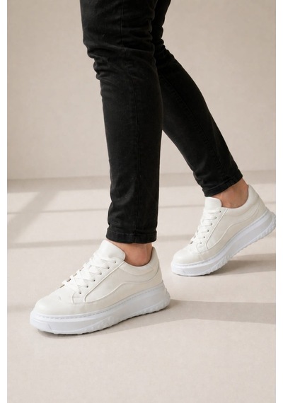 Aymood Jy507 Dara Bağcıklı Cilt Erkek Günlük Sneaker Ayakkabı Cbt Beyaz