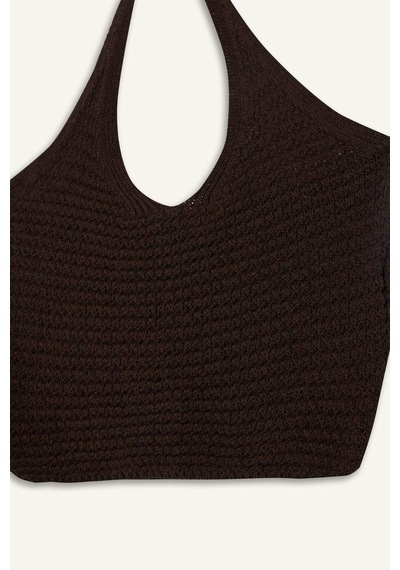 Defacto Slim Fit Dar Kesim Halter Yaka Atlet F8367ax25hsbn477 Kahve