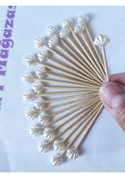 200 Adet Dekoratif Küçük Deniz Kabuğu İncili Nişan Kürdanı 6,5 Cm İstiridye 30 Mm- Pasta Kürdanı