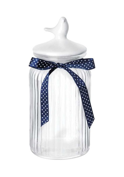 Adenya Sepeti Madame Coco Kuşlu Kavanoz Silindir 1300ml Lacivert