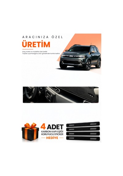 Dacia Duster 3 Nesil 2024-2026 Uyumlu Torpido Koruma Örtüsü Oto Kılıfı - Siyah