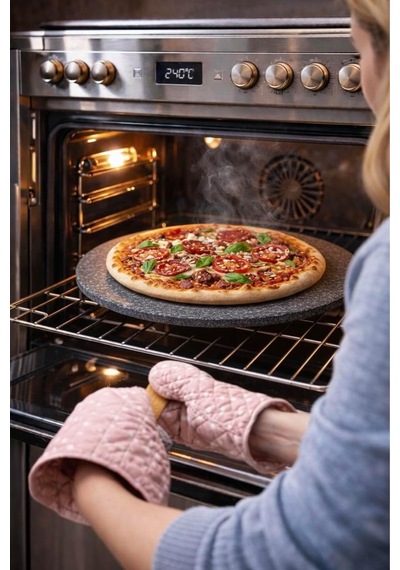 %100 Doğal Bazalt Pizza Taşı I Fırın Taşı 30cmx2cm Diğer