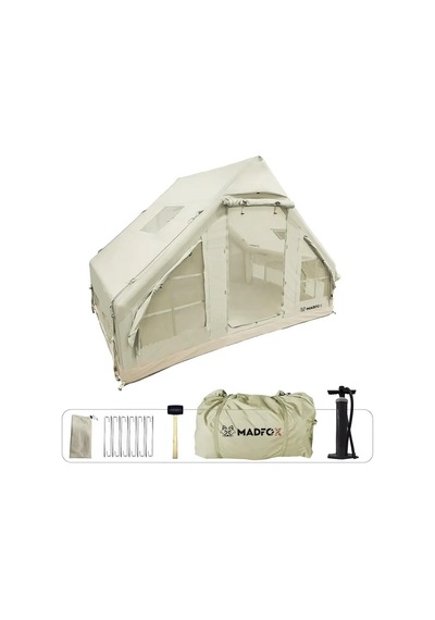 Madfox Bigless Glamping Cotton Inflatable Şişme Çadır Baca Çıkışlı Çok Renkli